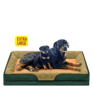 Lavish Pets Bed Plush Mattress Green Brown (Extra Large)